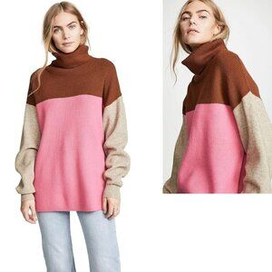 Free People Cowl Neck Long Sleeve Sweater Size XS Color Block